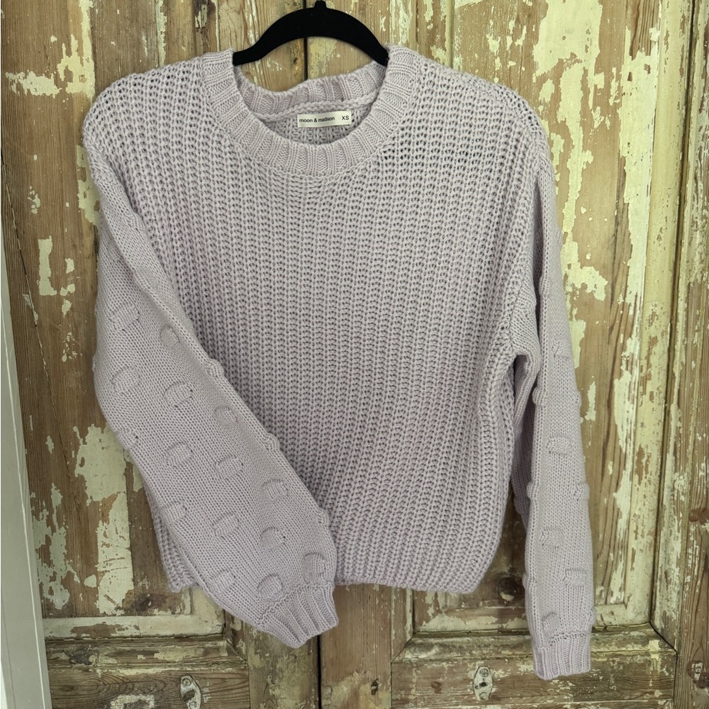 Purple Chunky Knit Crew Neck Sweater